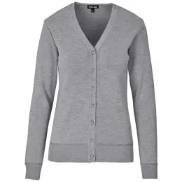 Ladies Quantum Low Pill Cardigan Grey Front